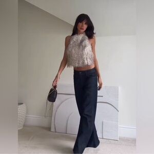 ZARA FAUX FUR HALTER TOP